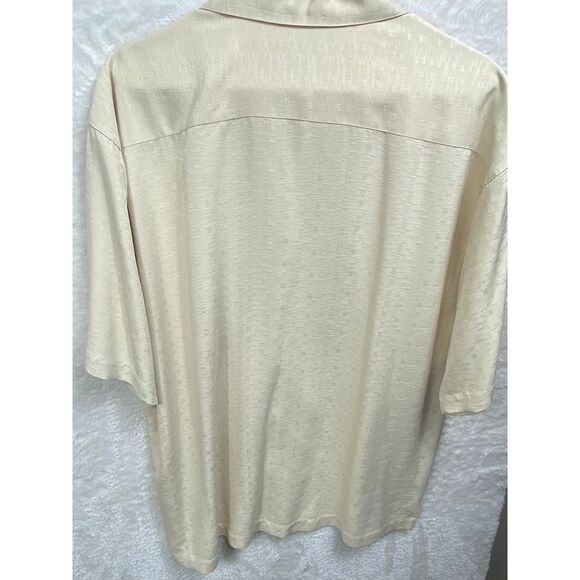 Tommy Bahama Men's Cream Textured Silk Button Down Shirt Casual Resort Wear Sz L - Picture 5 of 7